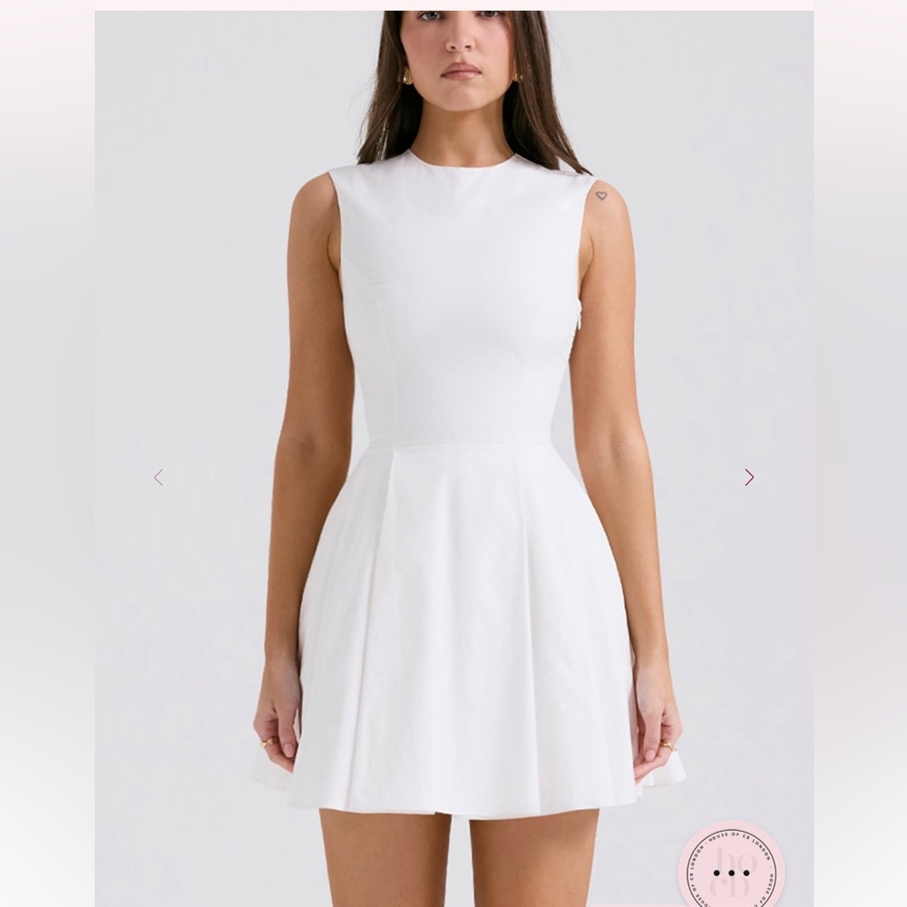 House of CB Claretta white cotton mini dress